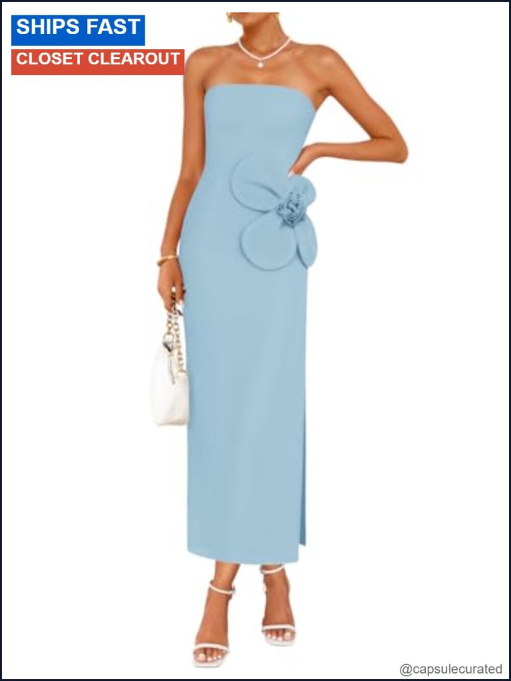 Strapless Bodycon Maxi Dress Semi-Formal Club Night Out Party Dress